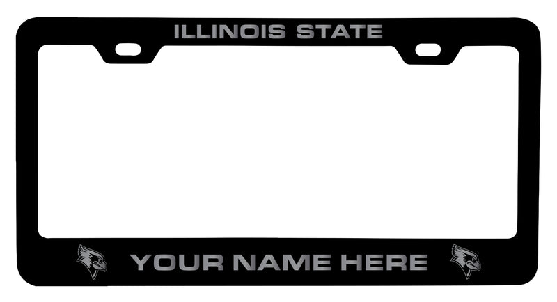 Illinois State Redbirds Customizable Engraved Metal License Plate Frame Officially Licensed Collegiate Product  Black
