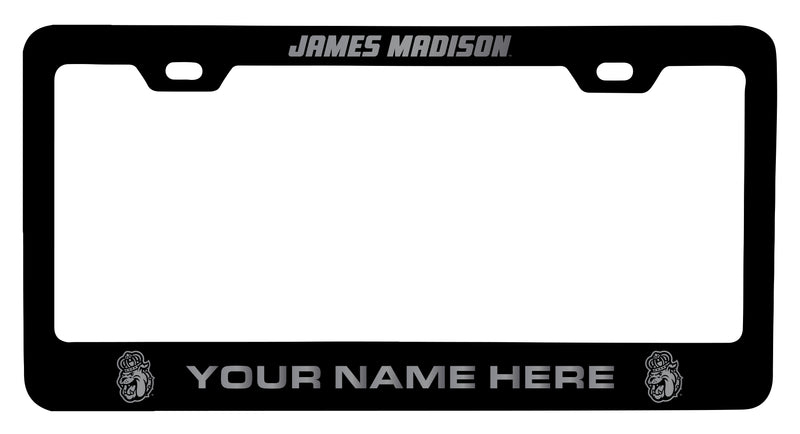 James Madison Dukes Customizable Engraved Metal License Plate Frame Officially Licensed Collegiate Product  Black