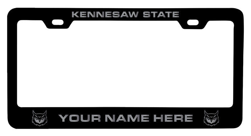 Kennesaw State University Customizable Engraved Metal License Plate Frame Officially Licensed Collegiate Product  Black