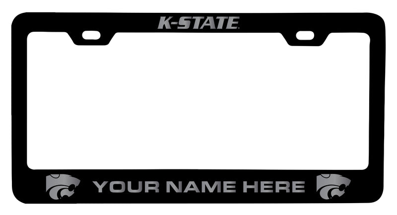 Kansas State Wildcats Customizable Engraved Metal License Plate Frame Officially Licensed Collegiate Product  Black