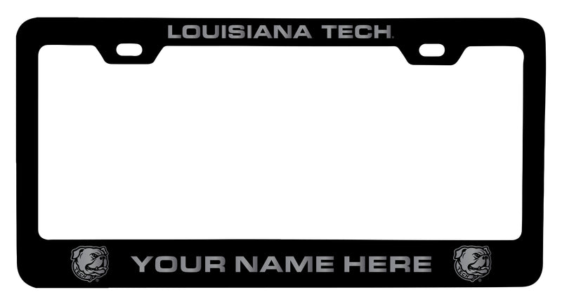Louisiana Tech Bulldogs Customizable Engraved Metal License Plate Frame Officially Licensed Collegiate Product  Black