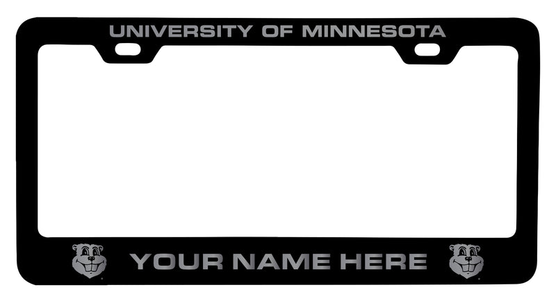 Minnesota Gophers Customizable Engraved Metal License Plate Frame Officially Licensed Collegiate Product  Black