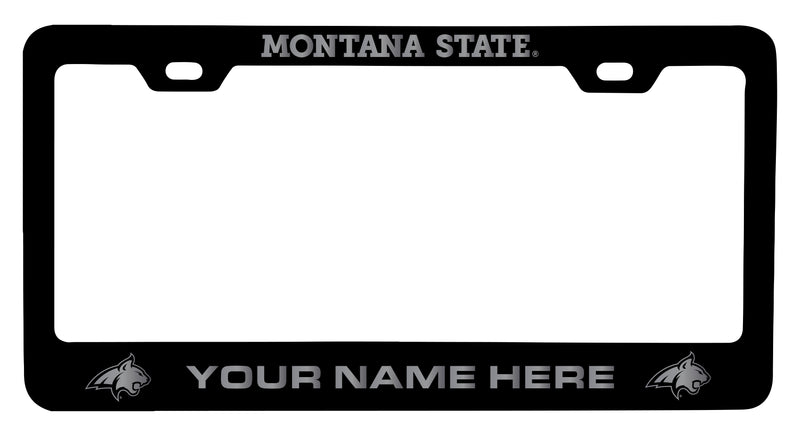 Montana State Bobcats Customizable Engraved Metal License Plate Frame Officially Licensed Collegiate Product  Black