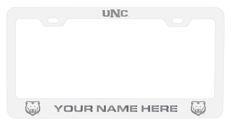 Northern Colorado Bears Customizable Engraved Metal License Plate Frame Officially Licensed Collegiate Product White