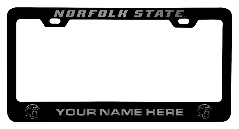 Norfolk State University Customizable Engraved Metal License Plate Frame Officially Licensed Collegiate Product  Black