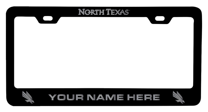 North Texas Customizable Engraved Metal License Plate Frame Officially Licensed Collegiate Product  Black