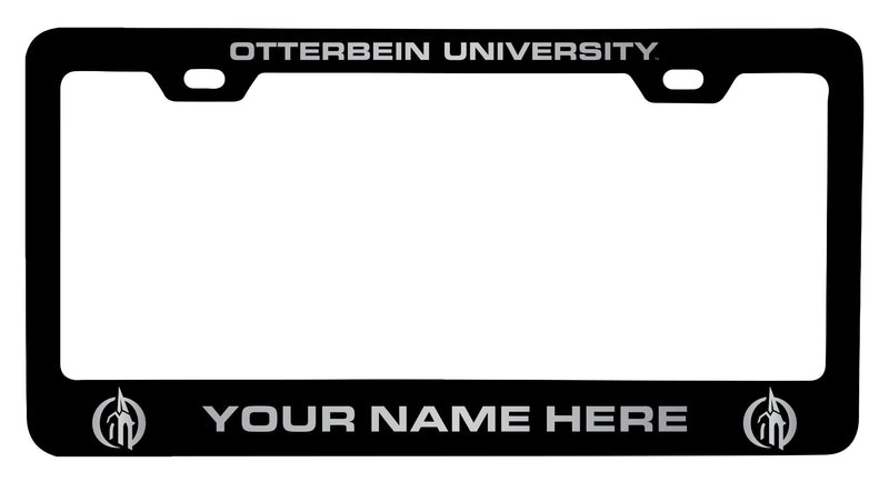 Otterbein University Customizable Engraved Metal License Plate Frame Officially Licensed Collegiate Product  Black