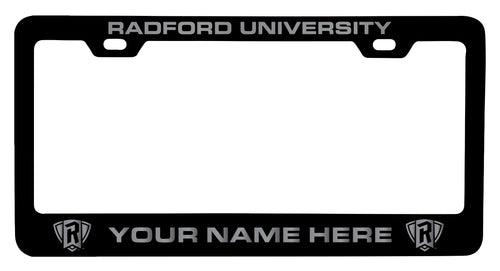 Radford University Highlanders Customizable Engraved Metal License Plate Frame Black Officially Licensed Collegiate Product Black