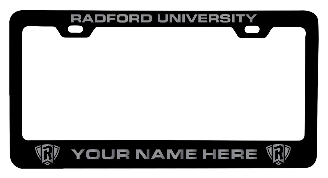 Radford University Highlanders Customizable Engraved Metal License Plate Frame Black Officially Licensed Collegiate Product Black