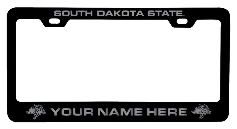 South Dakota State Jackrabbits Customizable Engraved Metal License Plate Frame Officially Licensed Collegiate Product  Black