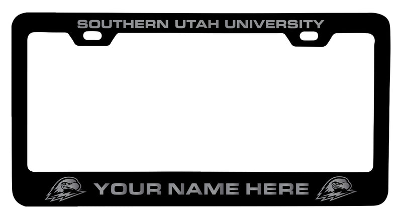 Southern Utah University Customizable Engraved Metal License Plate Frame Officially Licensed Collegiate Product  Black