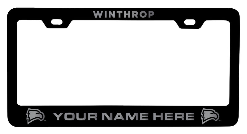 Winthrop University Customizable Engraved Metal License Plate Frame Officially Licensed Collegiate Product  Black