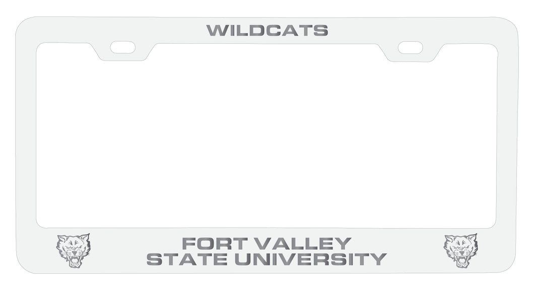 Fort Valley State University Engraved Metal License Plate Frame White Officially Licensed Collegiate Product White