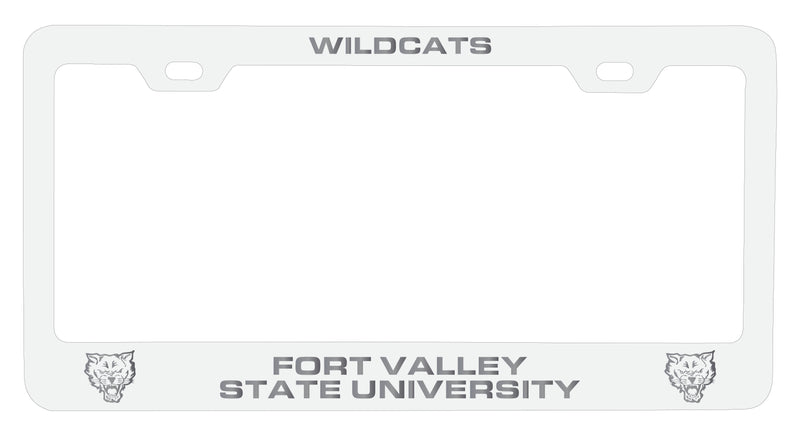 Fort Valley State University Engraved Metal License Plate Frame White Officially Licensed Collegiate Product White