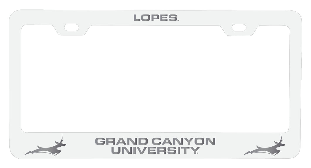 Grand Canyon University Lopes Engraved Metal License Plate Frame White Officially Licensed Collegiate Product White
