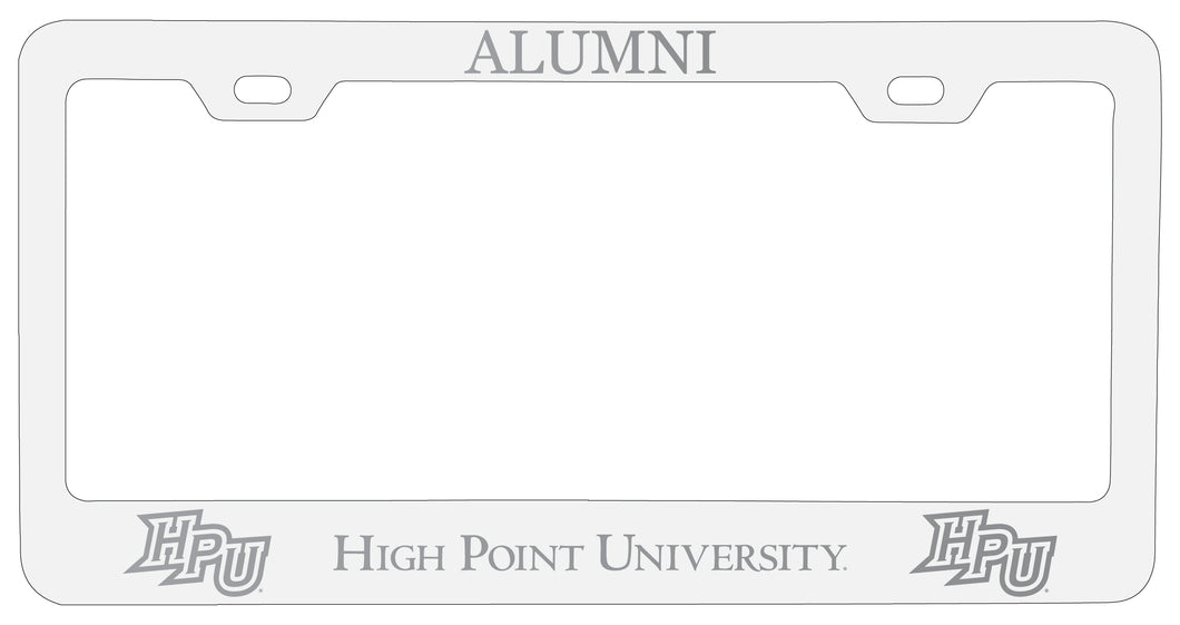 High Point University Alumni Engraved Metal License Plate Frame White Officially Licensed