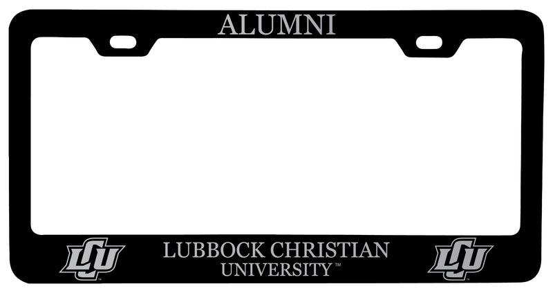 Lubbock Christian University Chaparral Alumni Engraved Metal License Plate Frame Black Officially Licensed