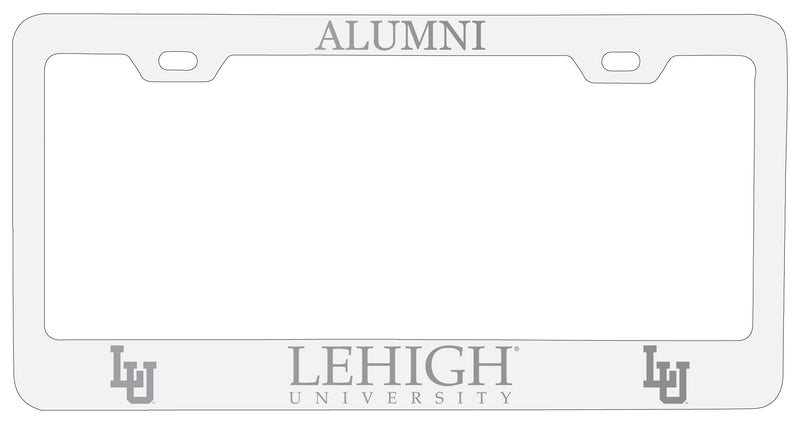 Lehigh University Mountain Hawks Alumni Engraved Metal License Plate Frame White Officially Licensed
