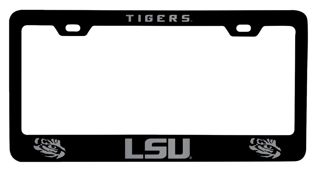 LSU Tigers Engraved Metal License Plate Frame Black Officially Licensed Collegiate Product Black