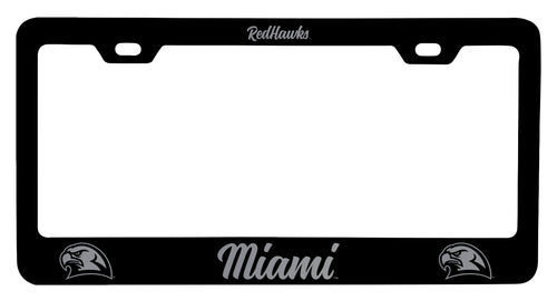 Miami of Ohio Engraved Metal License Plate Frame Black Officially Licensed Collegiate Product Black