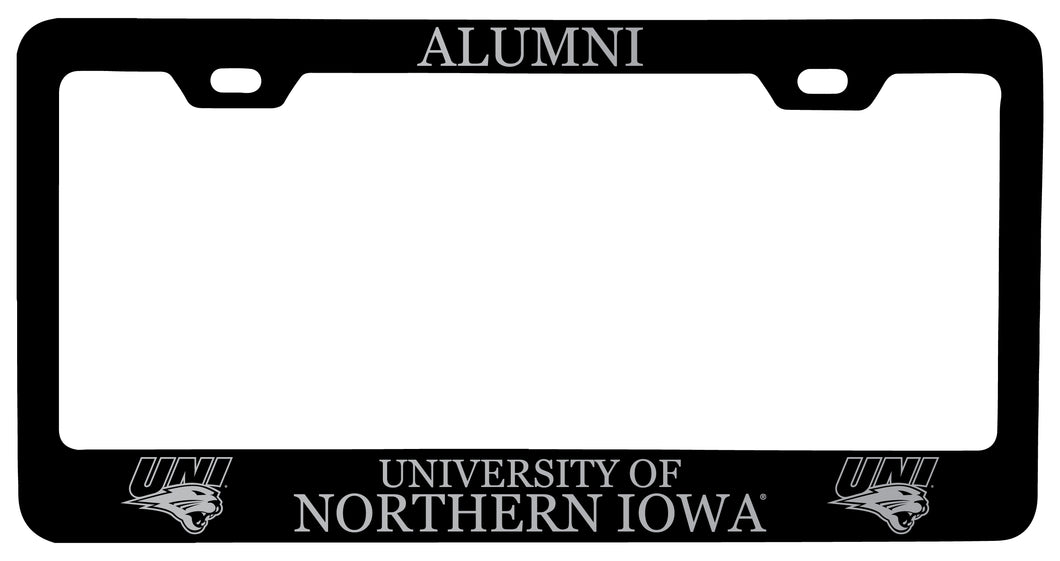 Northern Iowa Panthers Alumni Engraved Metal License Plate Frame Black Officially Licensed