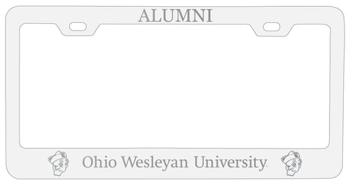 Ohio Wesleyan University Alumni Engraved Metal License Plate Frame White Officially Licensed