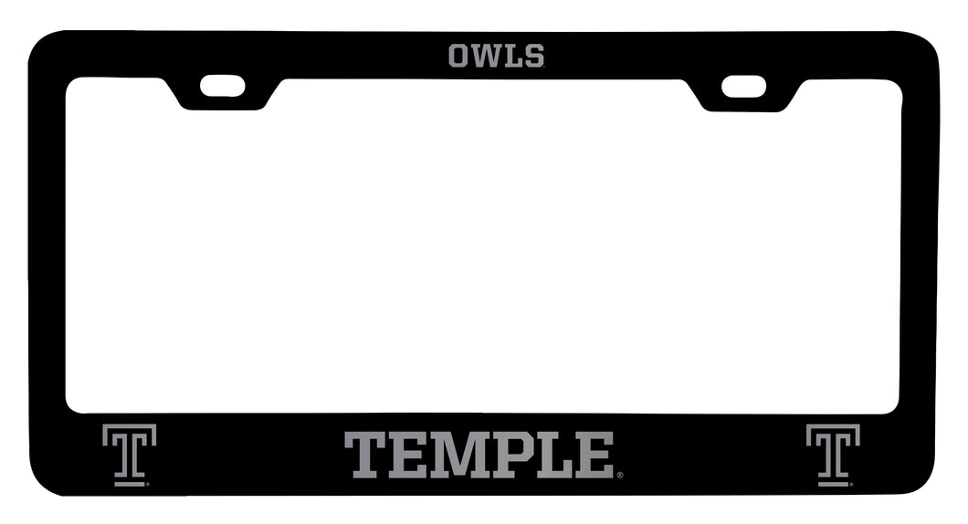 Temple University Engraved Metal License Plate Frame Black Officially Licensed Collegiate Product Black