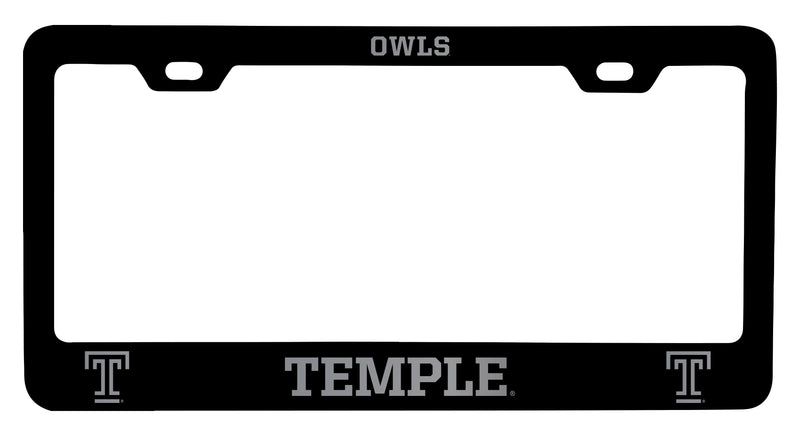 Temple University Engraved Metal License Plate Frame Black Officially Licensed Collegiate Product Black