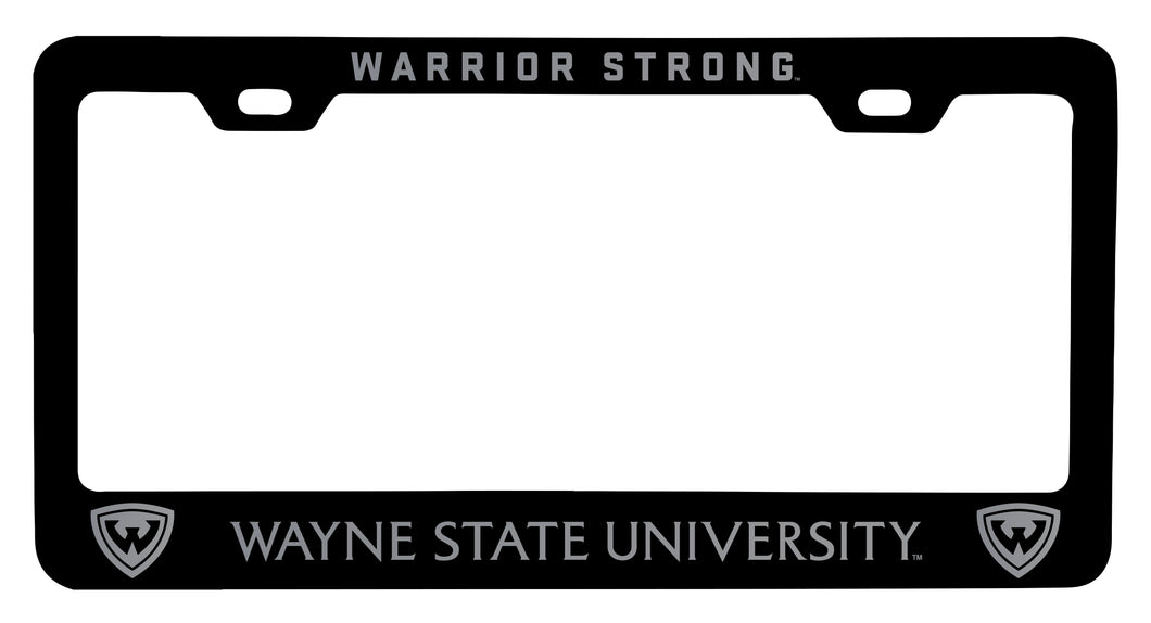 Wayne State Engraved Metal License Plate Frame Black Officially Licensed Collegiate Product Black
