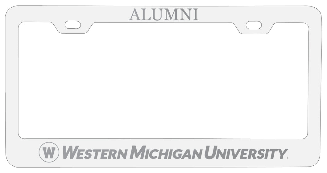 Western Michigan University Alumni Engraved Metal License Plate Frame White Officially Licensed