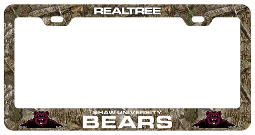 Shaw University Bears Officially Licensed Realtree Camo License Plate Frame 