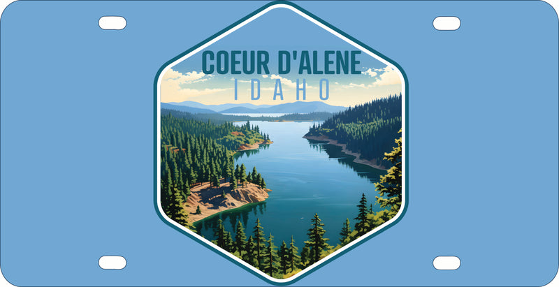 Coeur D'Alene Idaho Aerial Lake Design Souvenir Mini Metal License Plate 4.75 x 2.25 inch 