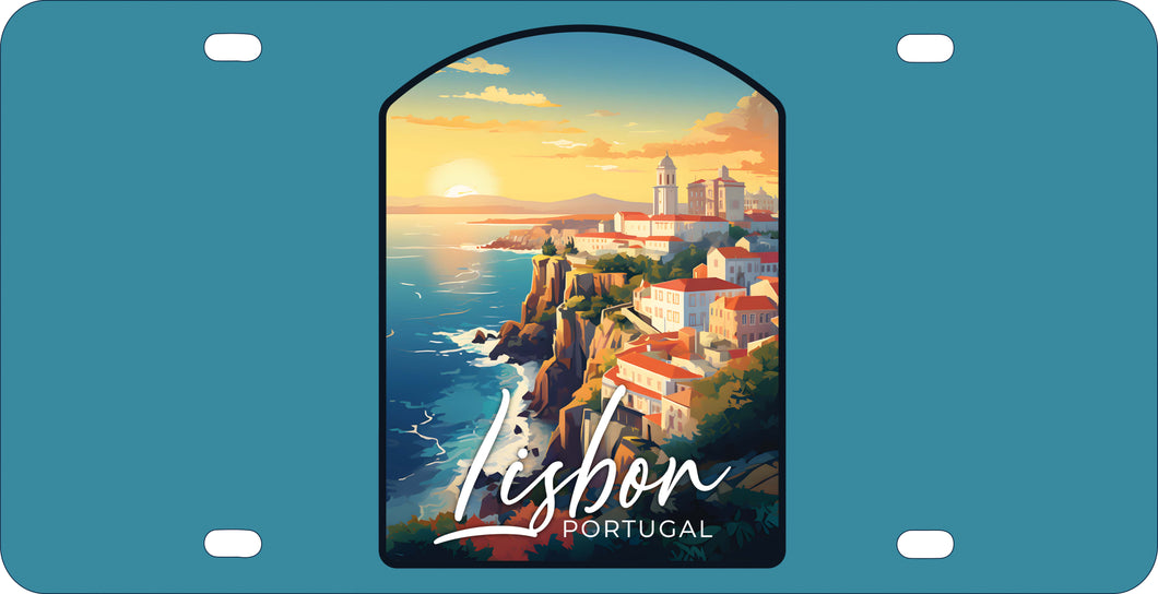Lisbon Portugal Design B Souvenir Mini Metal License Plate 4.75 x 2.25 inch