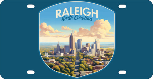 Raleigh North Carolina Daytime Cityscape Design Souvenir Mini Metal License Plate 4.75 x 2.25 inch 