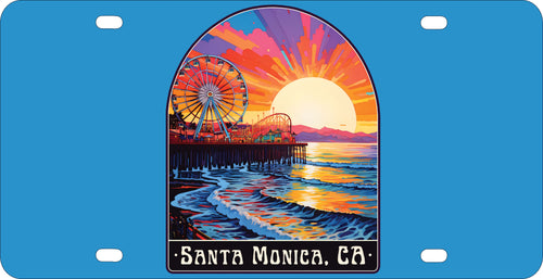 Santa Monica California Design B Souvenir Mini Metal License Plate 4.75 x 2.25 inch 