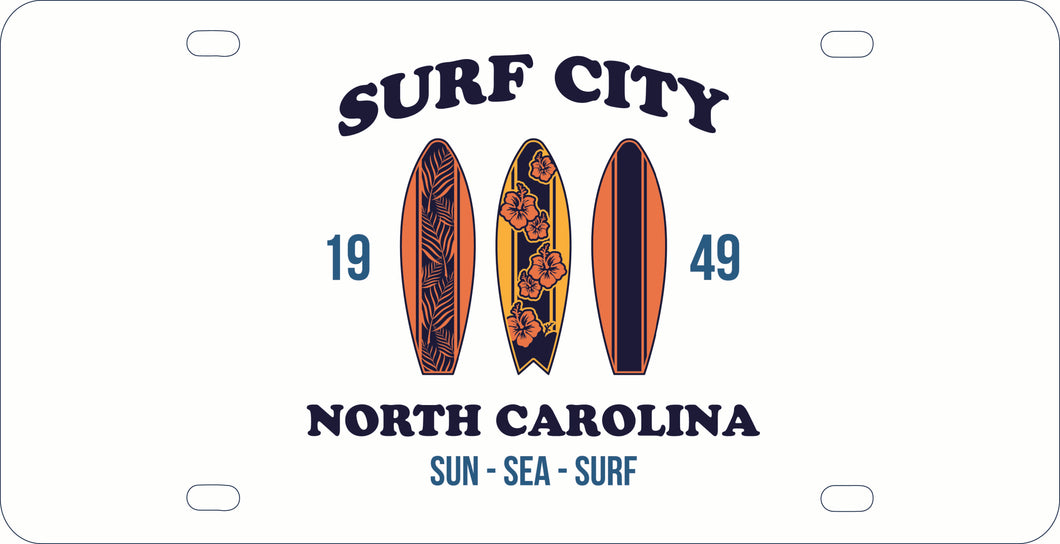 Surf City North Carolina Sun Sea Surf Design Souvenir Mini Metal License Plate 4.75 x 2.25 inch 