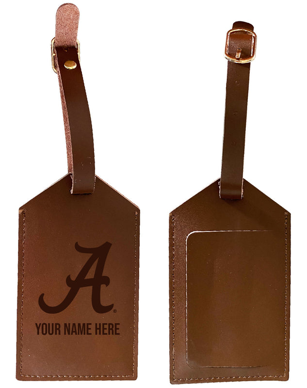 Alabama Crimson Tide Premium Leather Luggage Tag - Laser-Engraved Custom Name Option