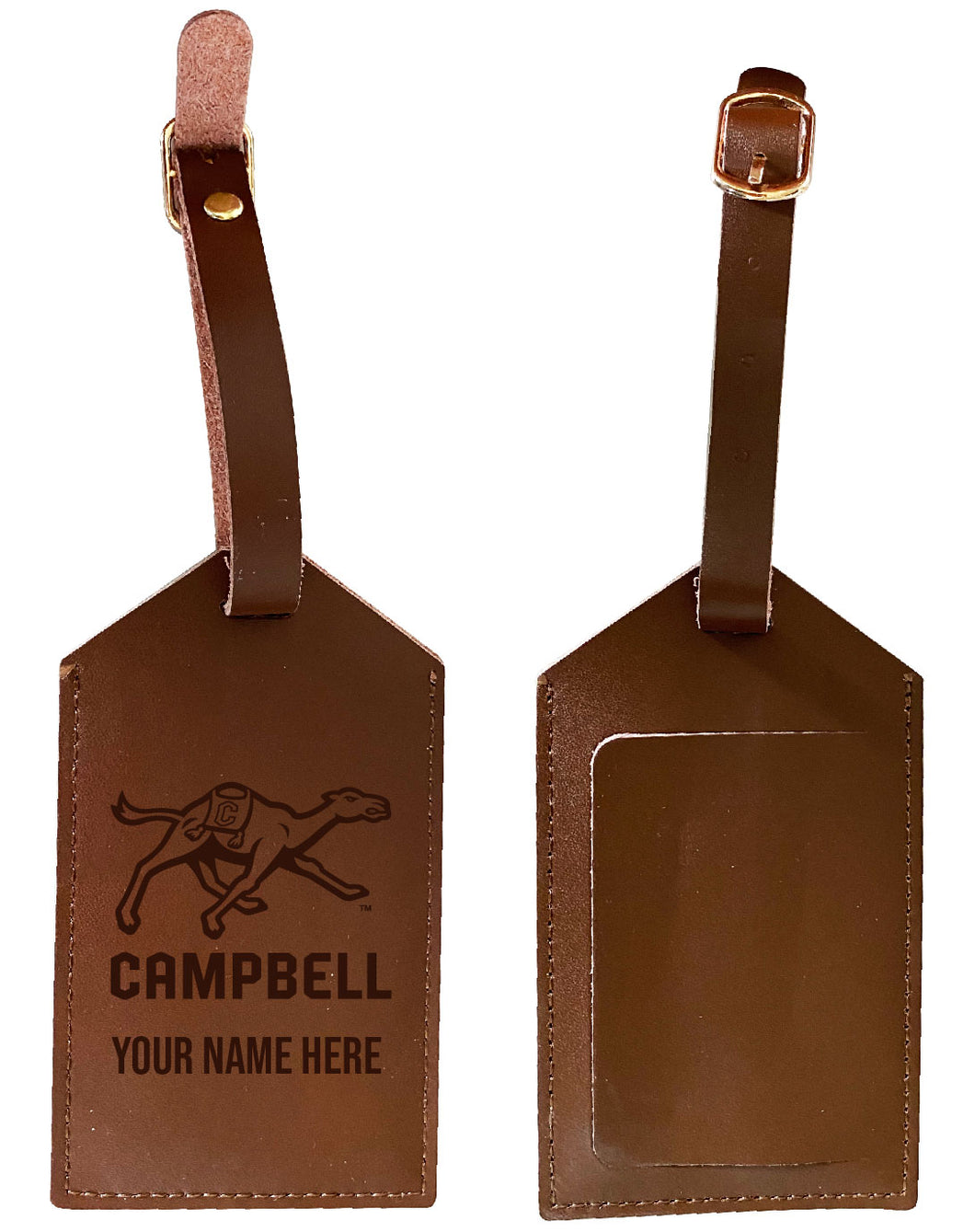 Campbell University Fighting Camels Engraved Leather Luggage Tag Customizable Officially Licensed