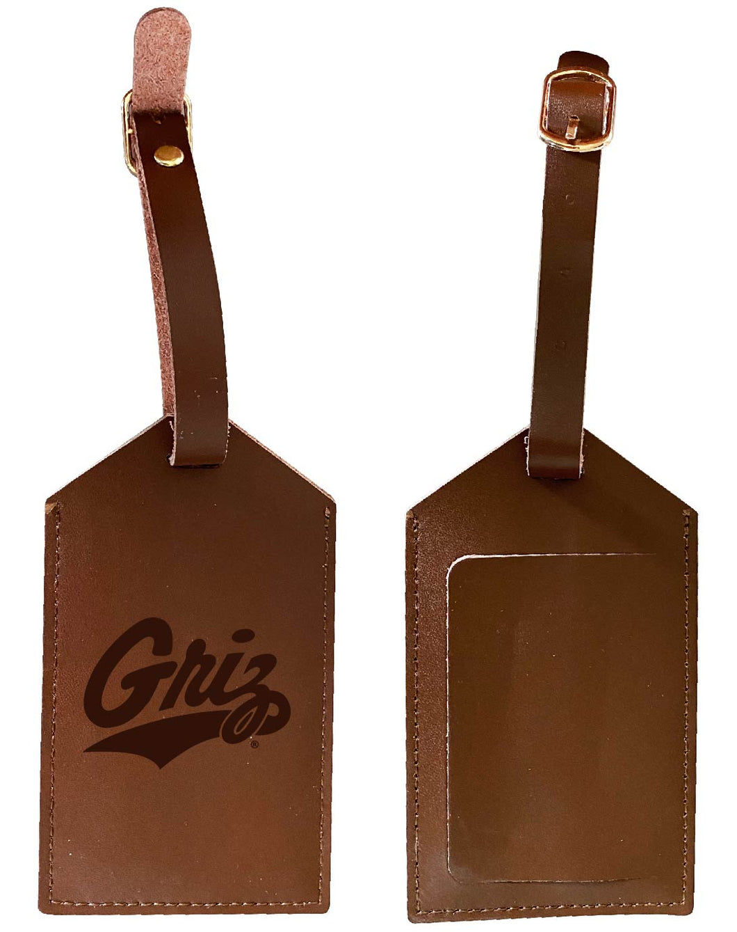 Montana University Leather Luggage Tag Engraved Officially Licensed Collegiate Product