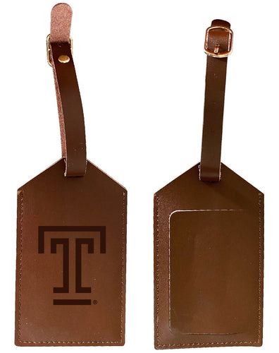 Temple University Leather Luggage Tag Engraved Officially Licensed Collegiate Product