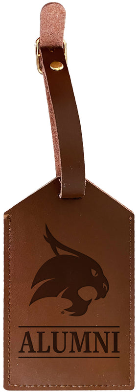 Texas State Bobcats Officially Licensed Engraved Leather Luggage Tag - College Alumni