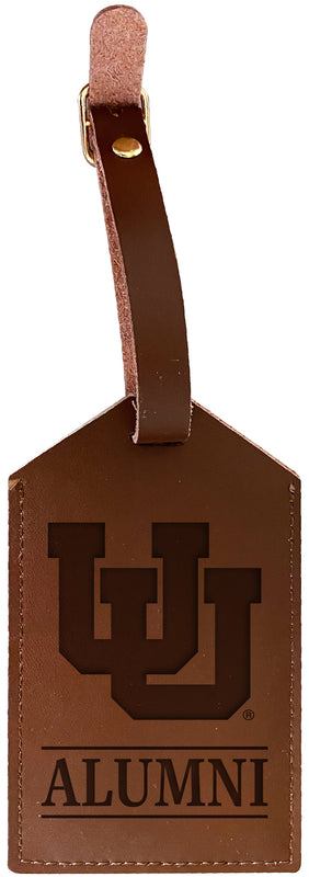Utah Utes Officially Licensed Engraved Leather Luggage Tag - College Alumni