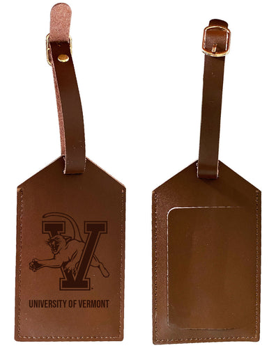 Vermont Catamounts Leather Luggage Tag Engraved Officially Licensed Collegiate Product