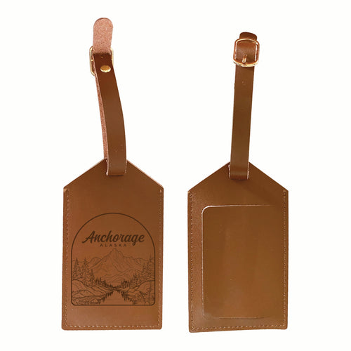 Anchorage Alaska Souvenir Engraved Leather Luggage Tag Single
