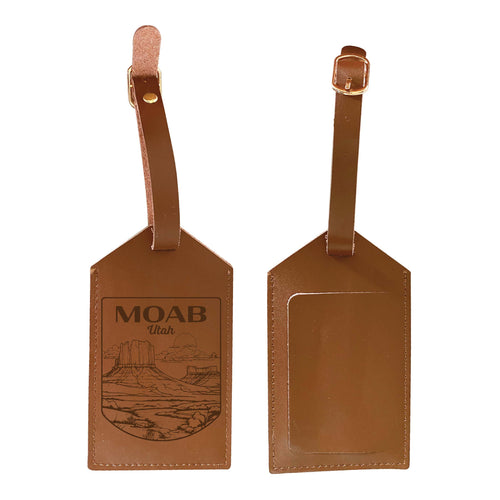 Moab Utah Souvenir Engraved Leather Luggage Tag 2-Pack
