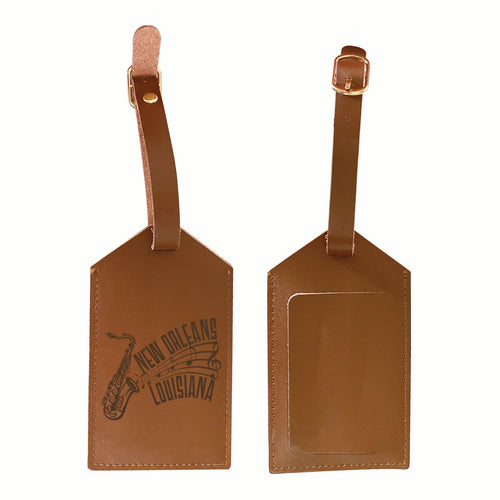 New Orleans Louisiana Souvenir Engraved Leather Luggage Tag 4-Pack