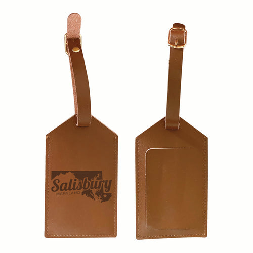 Salisbury Maryland Souvenir Engraved Leather Luggage Tag 4-Pack