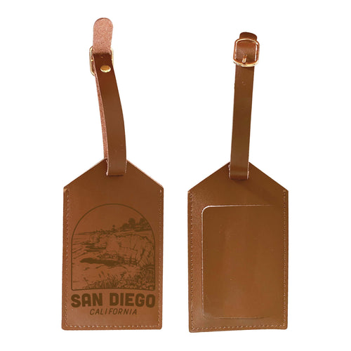 San Diego California Souvenir Engraved Leather Luggage Tag Single