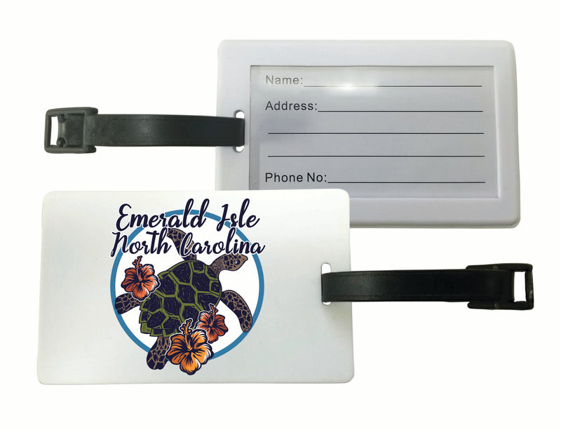 Emerald Isle North Carolina Turtle and Flowers Design Souvenir Luggage Tag Single