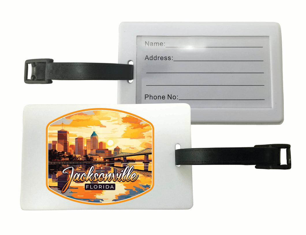 Jacksonville Florida Sunset Cityscape Design Souvenir Luggage Tag 4-Pack